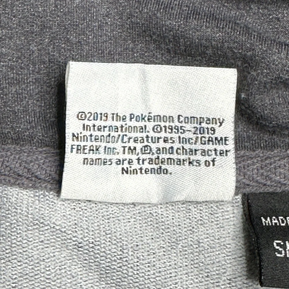 Pokemon Pikachu Sweater Gray Long Sleeve Unisex S Embroidered Logo Bolt Zipper - Picture 5 of 11